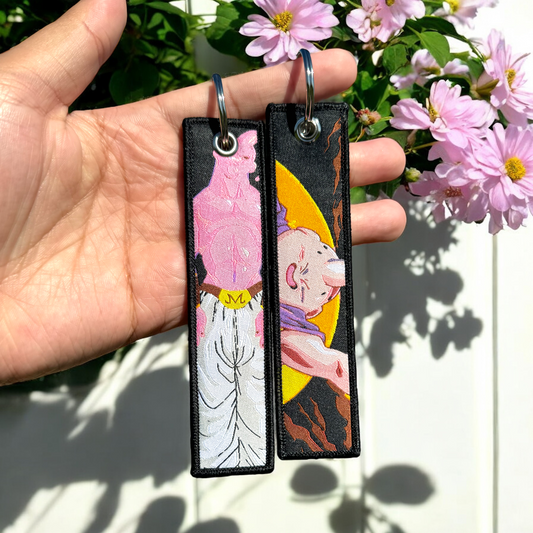 Pink Menace Embroidered Jet Tag Keychain