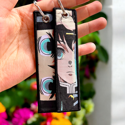 Silent Mist Swordsman Embroidered Jet Tag Keychain