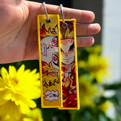 Flame Breathing Pillar Embroidered Jet Tag Keychain