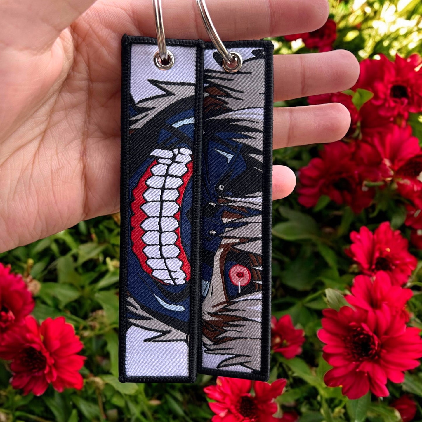 White Haired Warrior Embroidered Jet Tag Keychain