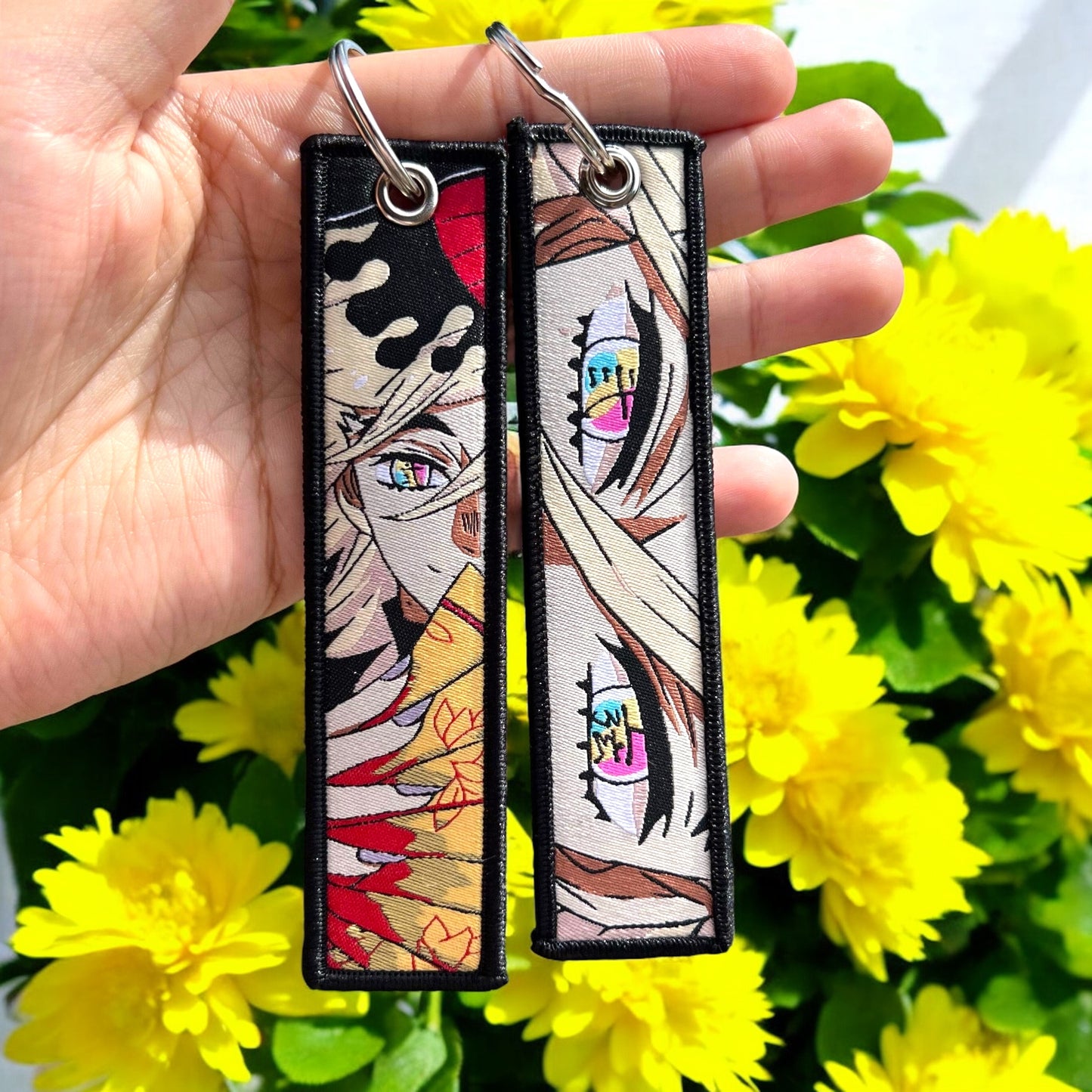 Smiling ice Demon Embroidered Jet Tag Keychain