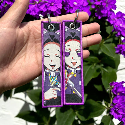 Purple Butterfly Embroidered Jet Tag Keychain