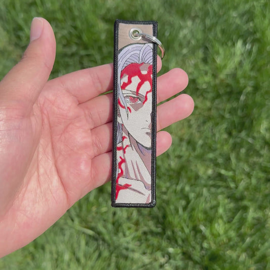 Hehe Demon Embroidered Jet Tag Keychain