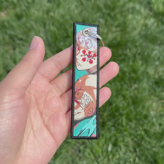 Flashy Swordsman Embroidered Jet Tag Keychain