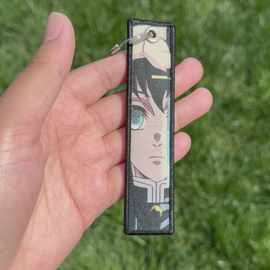 Silent Mist Swordsman Embroidered Jet Tag Keychain