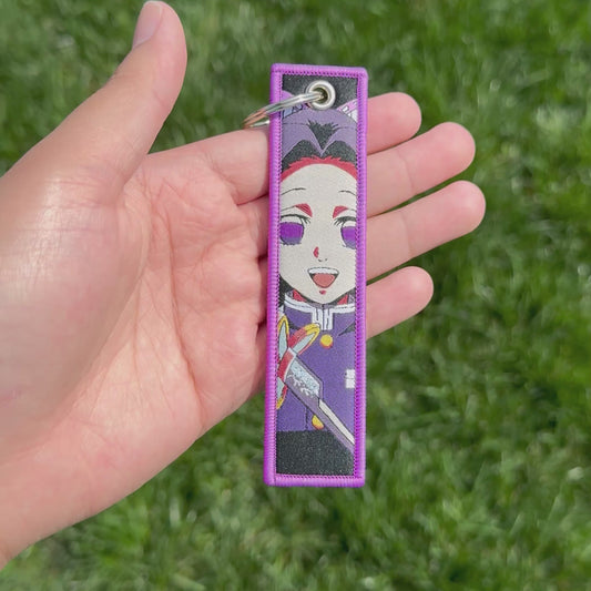 Purple Butterfly Embroidered Jet Tag Keychain