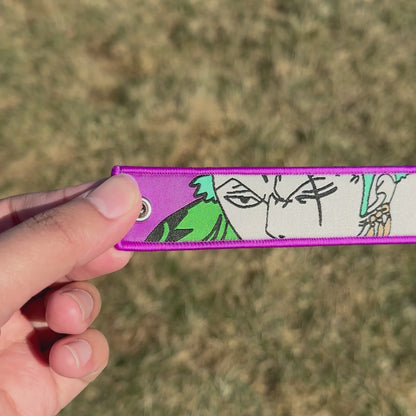 One Eyed Sword King Embroidered Jet Tag Keychain