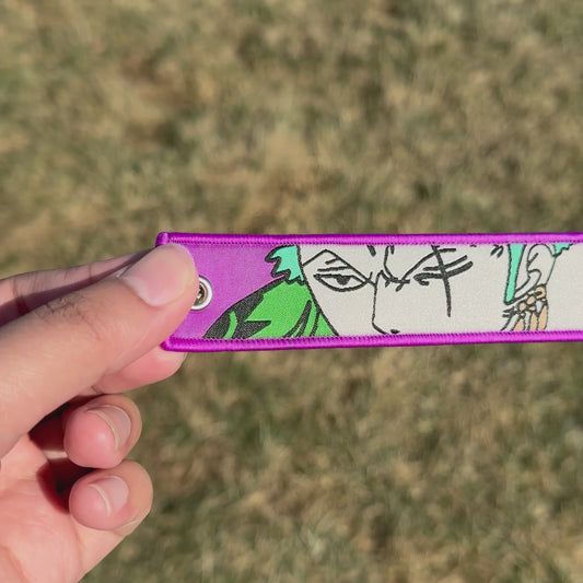 One Eyed Sword King Embroidered Jet Tag Keychain