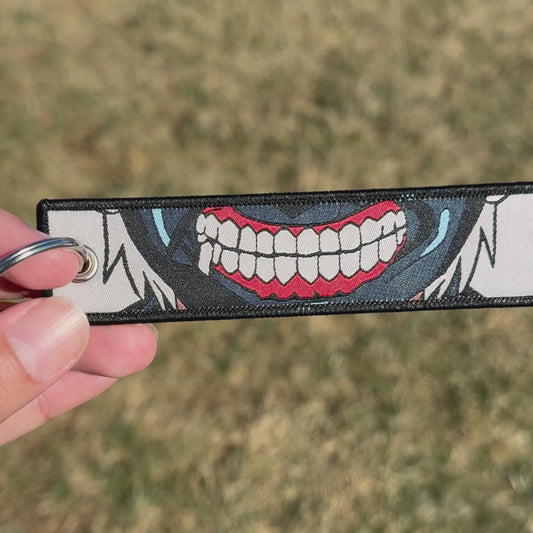 White Haired Ghoul Warrior Embroidered Jet Tag Keychain