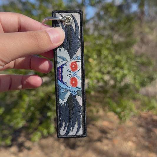 Apple Loving Reaper Embroidered Jet Tag Keychain