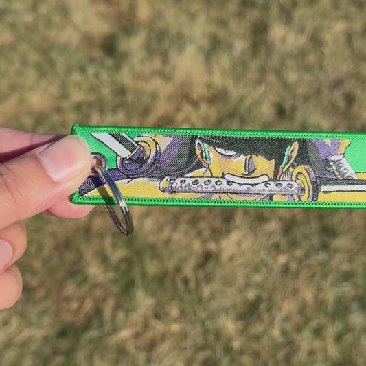 Green Haired Blade Warrior Embroidered Jet Tag Keychain