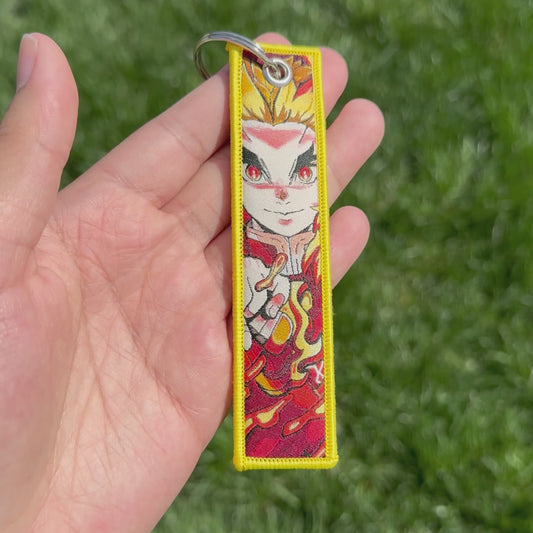 Flame Breathing Pillar Embroidered Jet Tag Keychain
