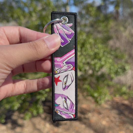 Bungee Clown Embroidered Jet Tag Keychain