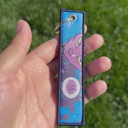 Kitty Embroidered Jet Tag Keychain