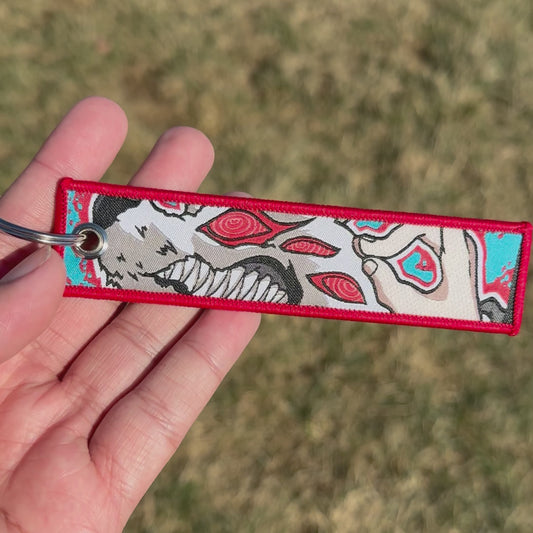 Curse Bound Hunter Embroidered Jet Tag Keychain