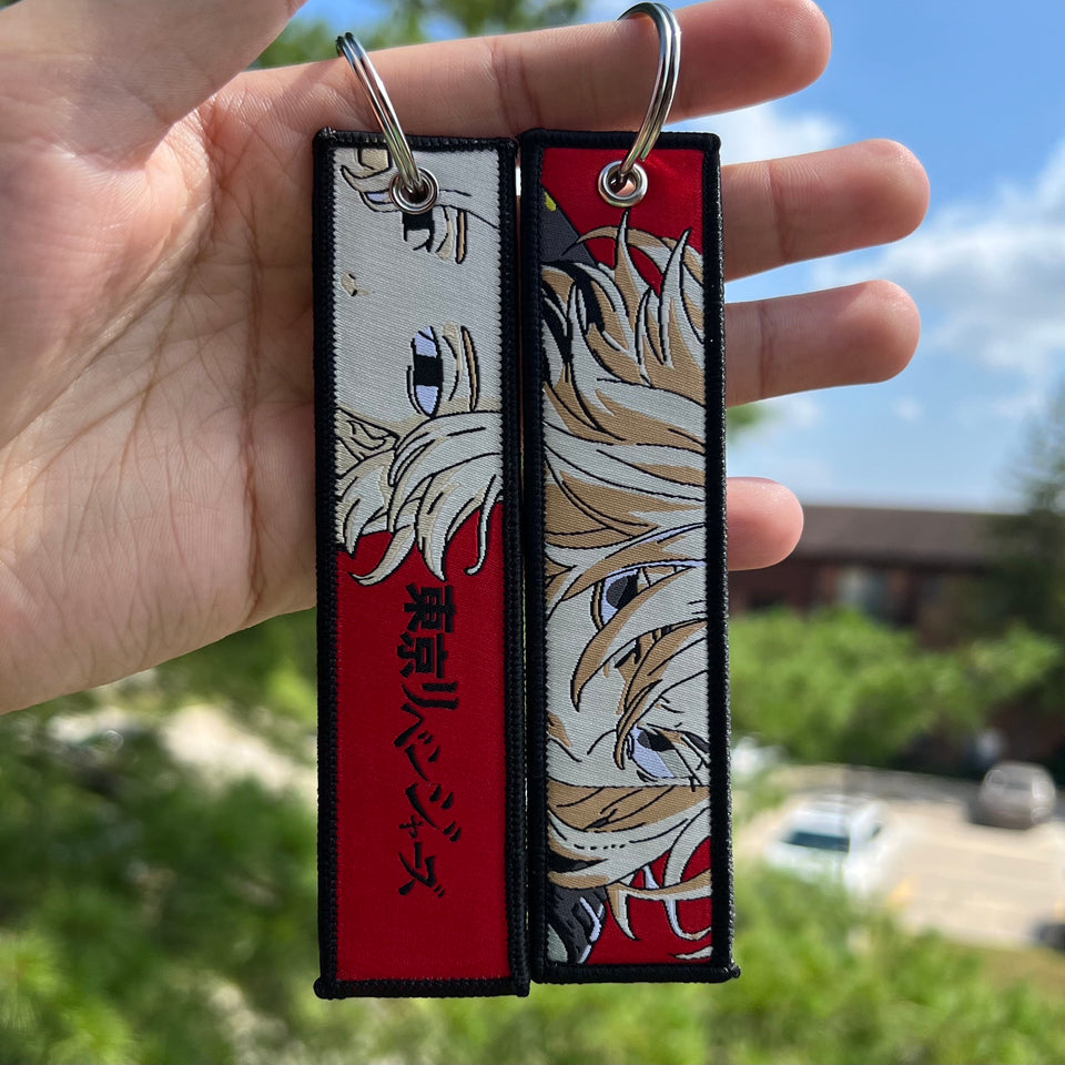 Anime Embroidered Jet Tag Keychain