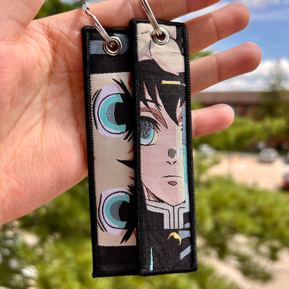 Silent Mist Swordsman Embroidered Jet Tag Keychain
