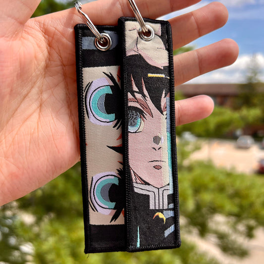 Silent Mist Swordsman Embroidered Jet Tag Keychain