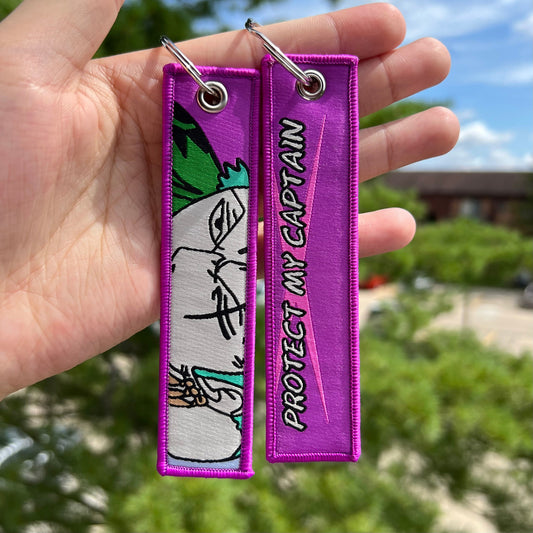 One Eyed Sword King Embroidered Jet Tag Keychain