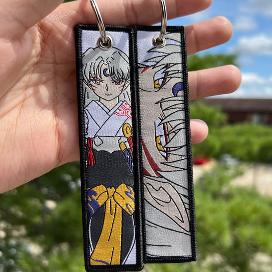 Moonlit Demon Prince Embroidered Jet Tag Keychain