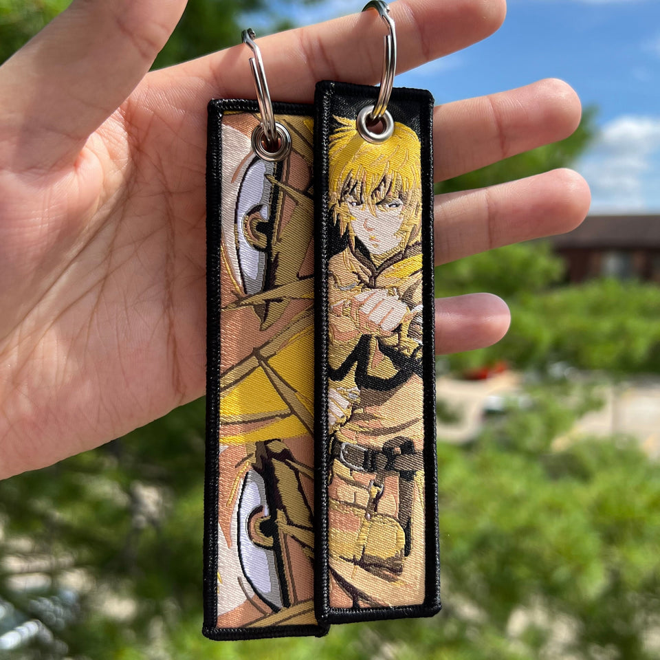 Anime Embroidered Jet Tag Keychain