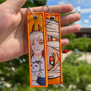 Anime Embroidered Jet Tag Keychain