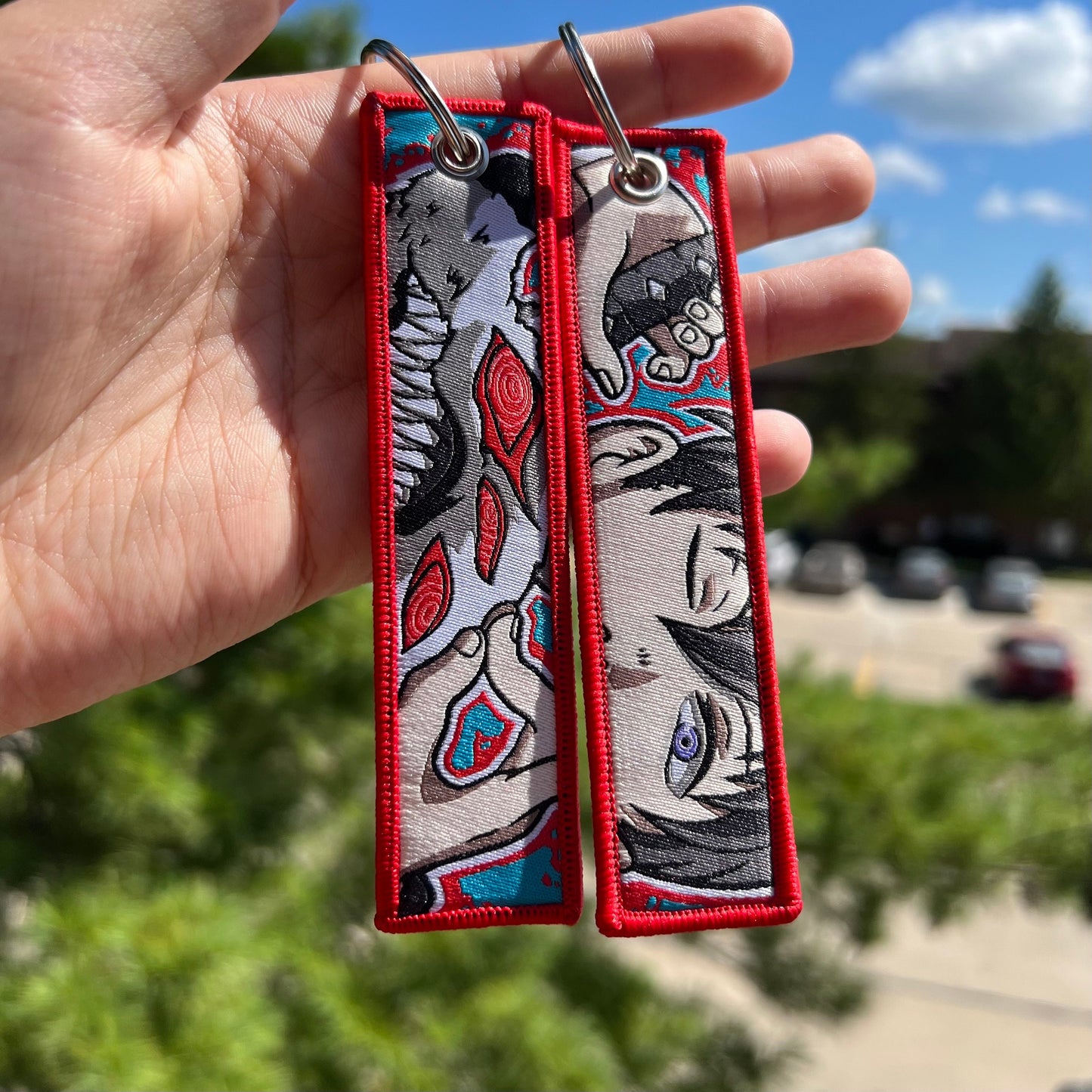 Curse Bound Hunter Embroidered Jet Tag Keychain